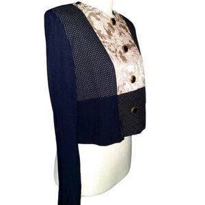 Ms. Choice California Vintage black & gold patchwork jacket size 8